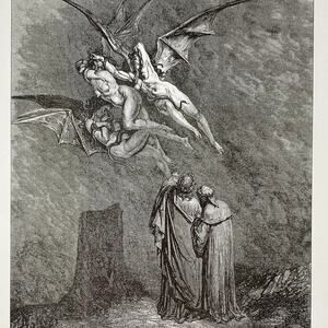 Dore, Divine Comedy, Erinnys, Minotaur, Print, Bookplate, Art, ~ 240707-WH 292
